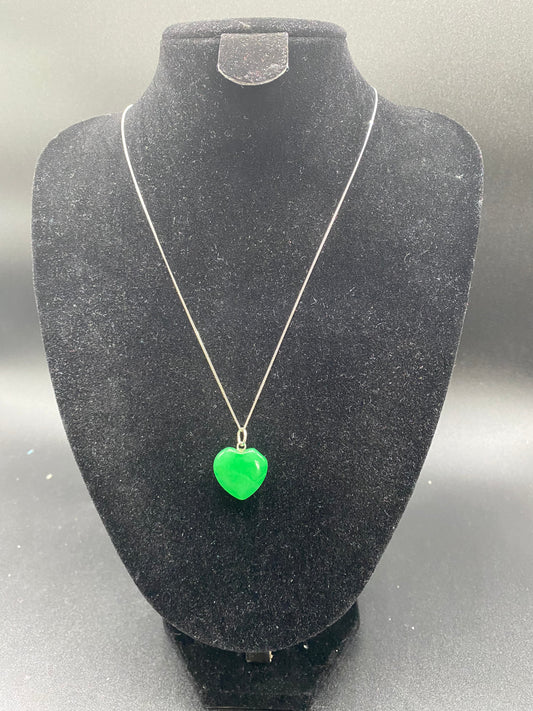 Genuine Green Aventurine Heart Necklace – 925 Sterling Silver Luck & Prosperity Jewellery