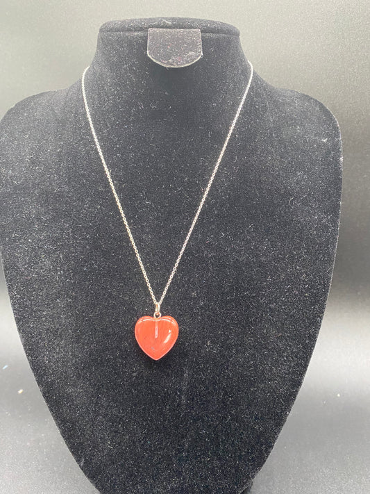 Strawberry Quartz Heart Necklace, Red Crystal Heart Pendant, Sterling Silver Dainty Chain, Love and Healing Jewellery for Her