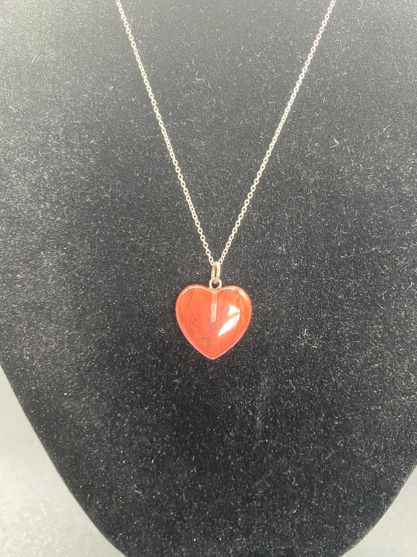 Strawberry Quartz Heart Necklace, Red Crystal Heart Pendant, Sterling Silver Dainty Chain, Love and Healing Jewellery for Her