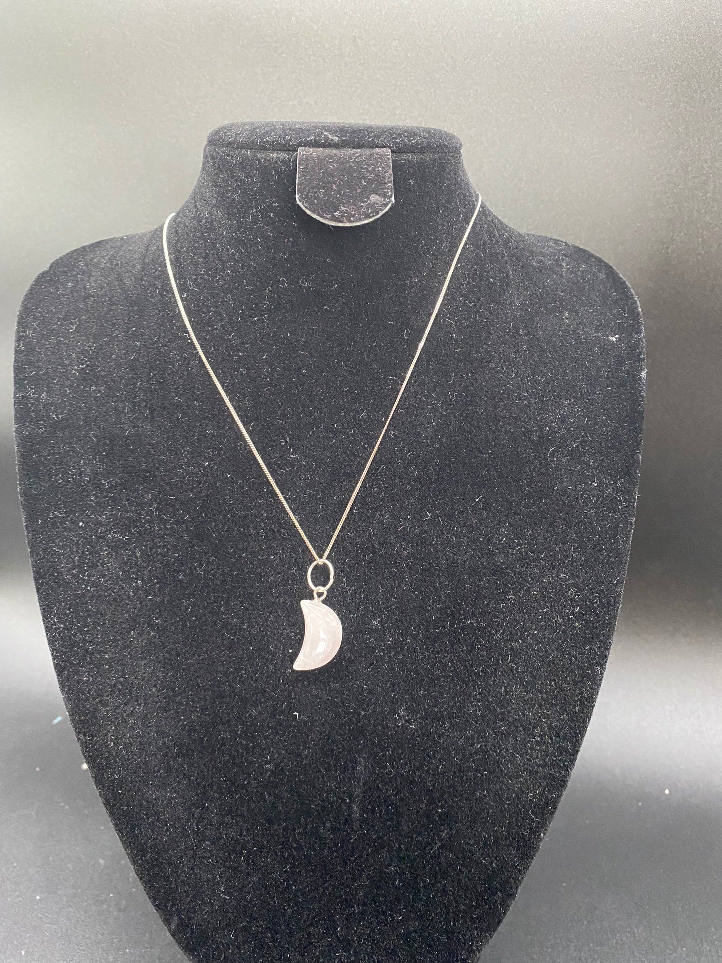 Rose Quartz Moon Necklace, Pale Pink Crystal Pendant, 925 Sterling Silver Chain, Healing Heart Stone, Boho Celestial Gift