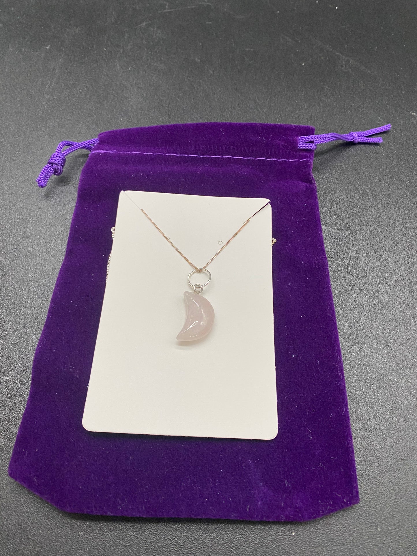 Rose Quartz Moon Necklace, Pale Pink Crystal Pendant, 925 Sterling Silver Chain, Healing Heart Stone, Boho Celestial Gift