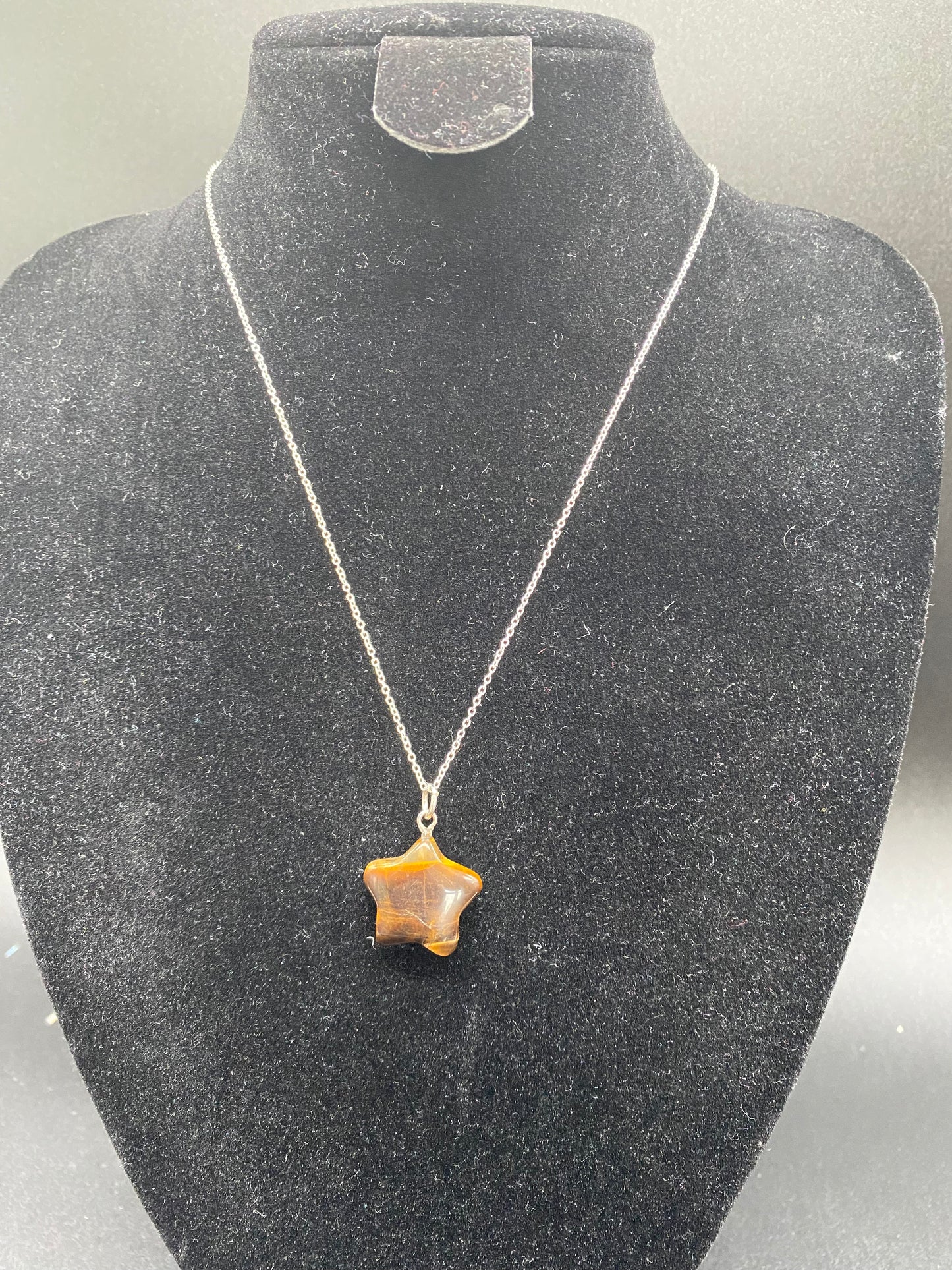 Tiger’s Eye Star Necklace, Brown Gemstone Star Pendant, 925 Sterling Silver Dainty Chain, Protection Crystal Jewellery for Him/Her