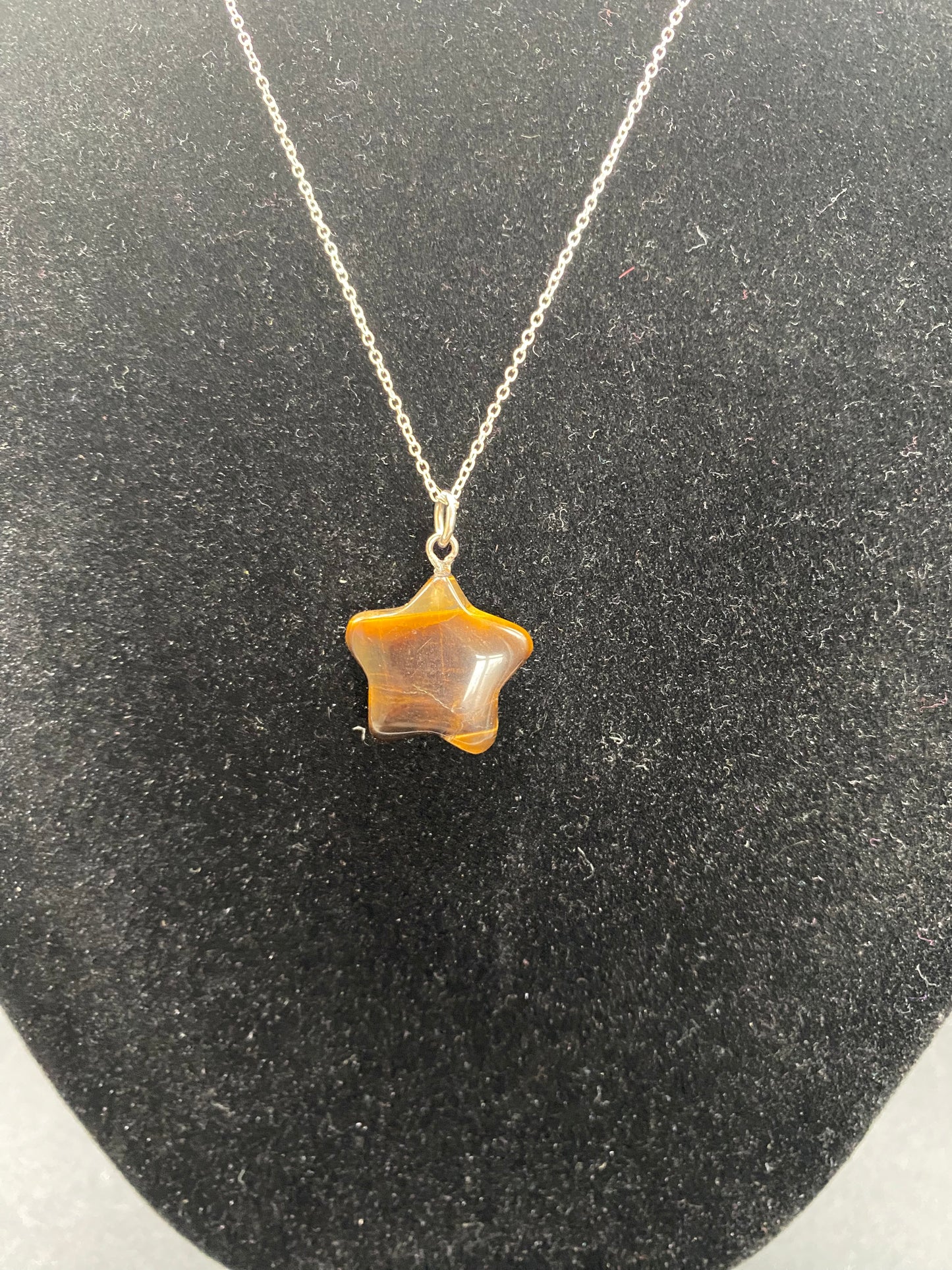 Tiger’s Eye Star Necklace, Brown Gemstone Star Pendant, 925 Sterling Silver Dainty Chain, Protection Crystal Jewellery for Him/Her