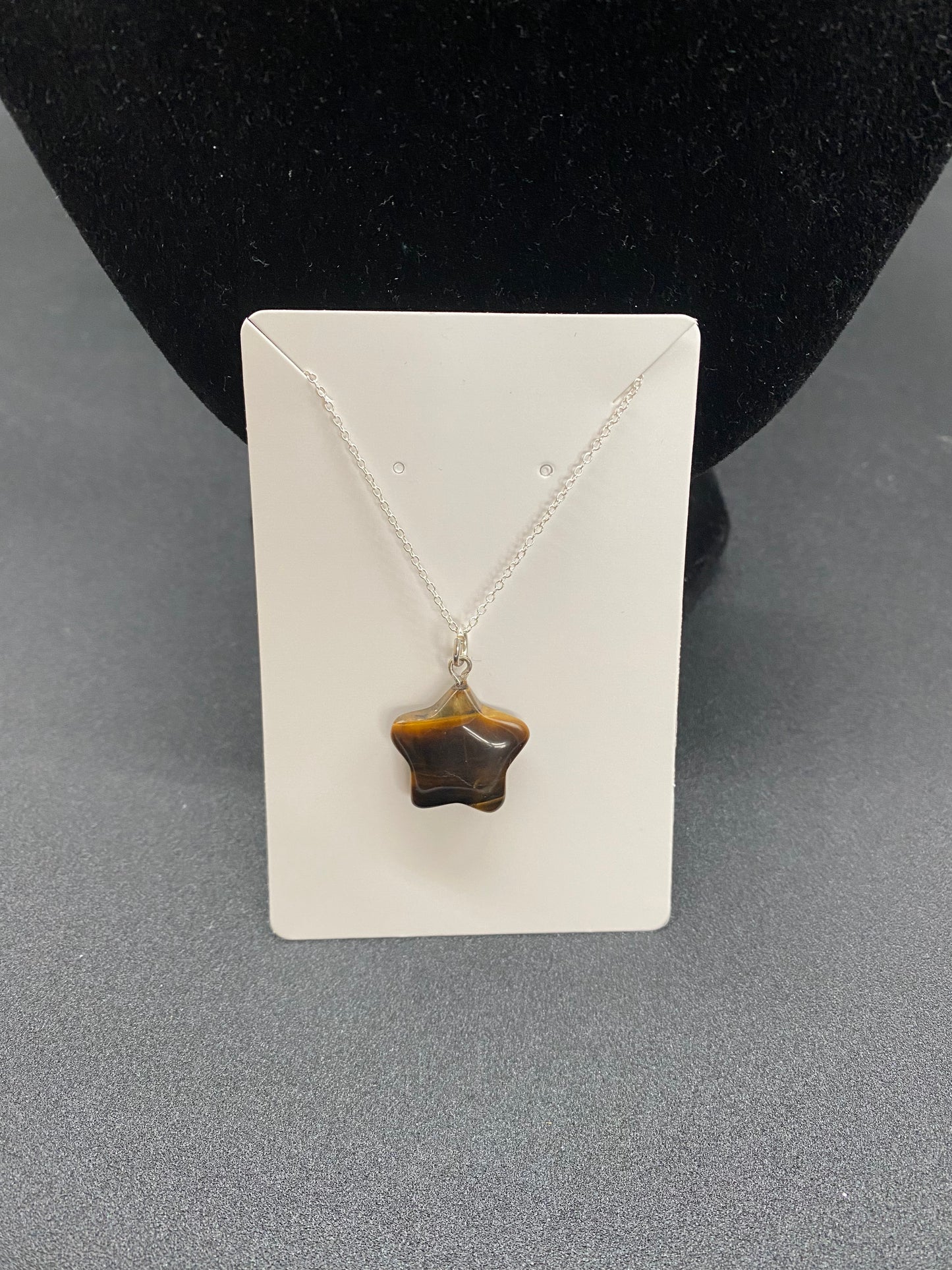 Tiger’s Eye Star Necklace, Brown Gemstone Star Pendant, 925 Sterling Silver Dainty Chain, Protection Crystal Jewellery for Him/Her