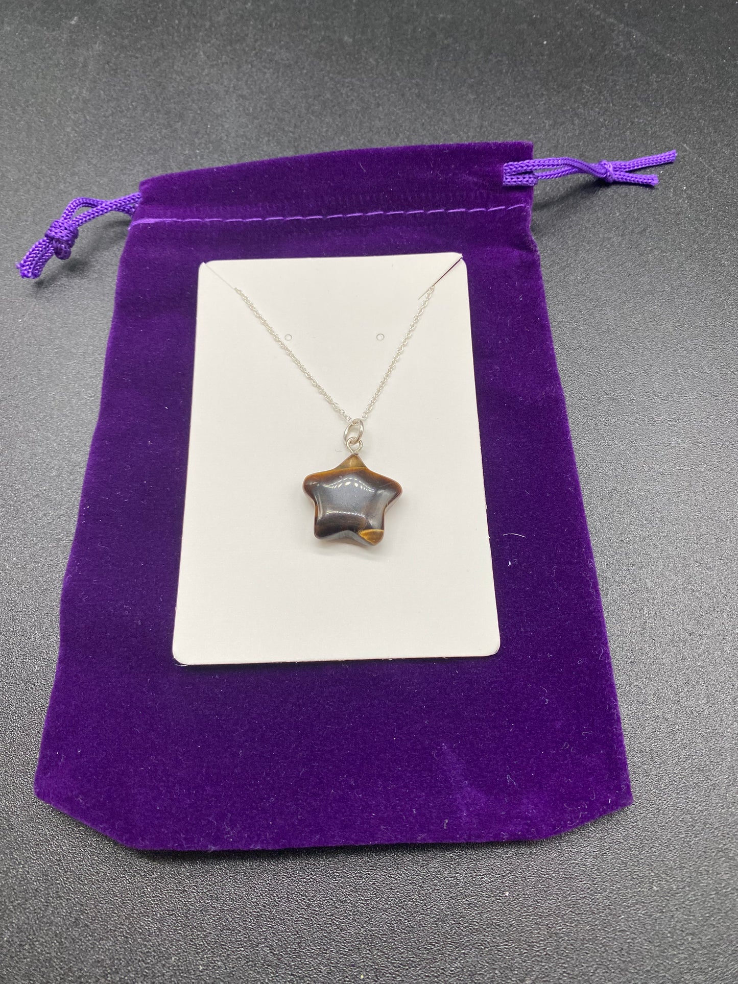 Tiger’s Eye Star Necklace, Brown Gemstone Star Pendant, 925 Sterling Silver Dainty Chain, Protection Crystal Jewellery for Him/Her