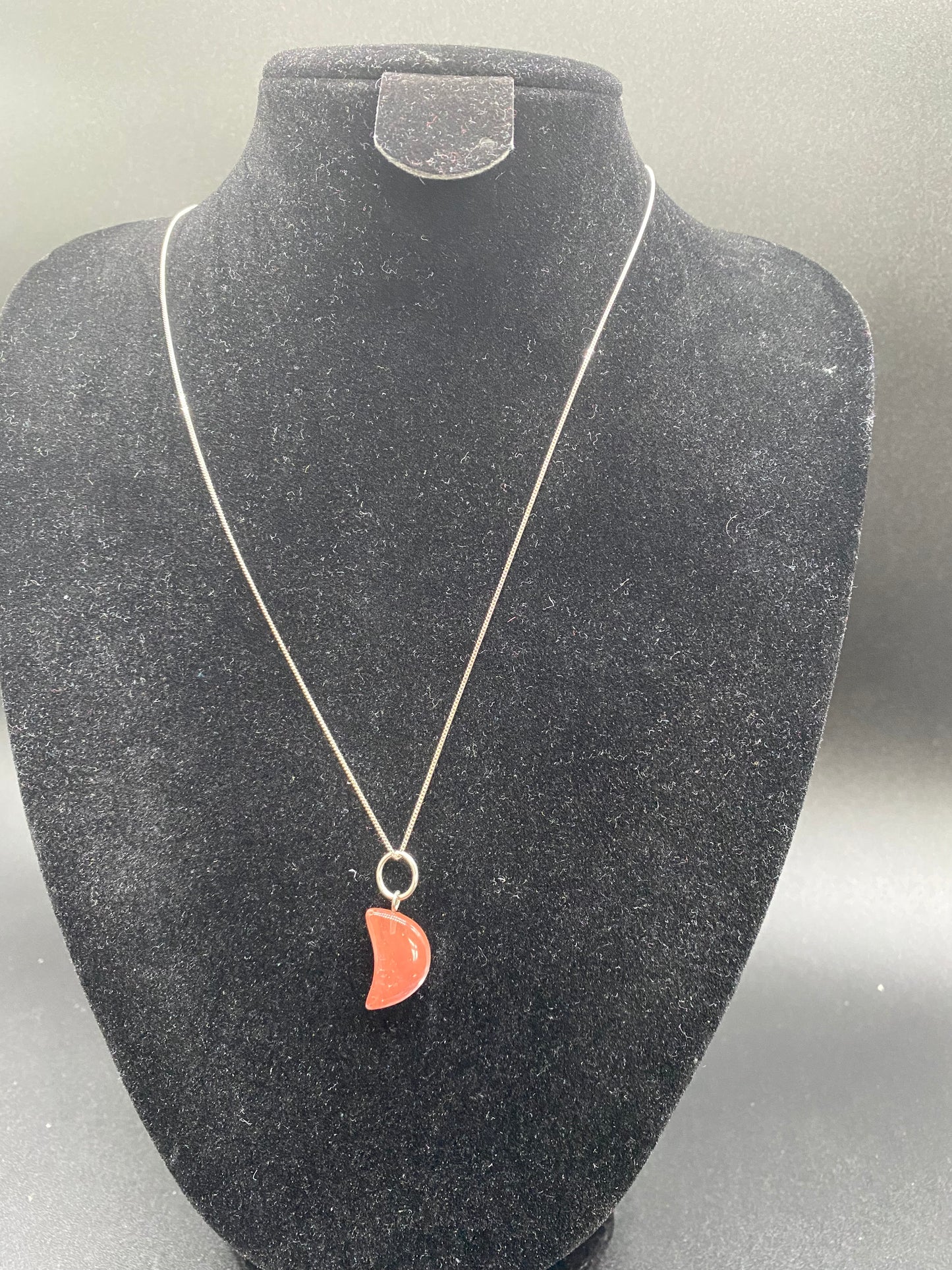 Strawberry Quartz Necklace, Pink Crystal Moon Pendant, Sterling Silver Dainty Jewellery, Glimmering Quartz Celestial Charm