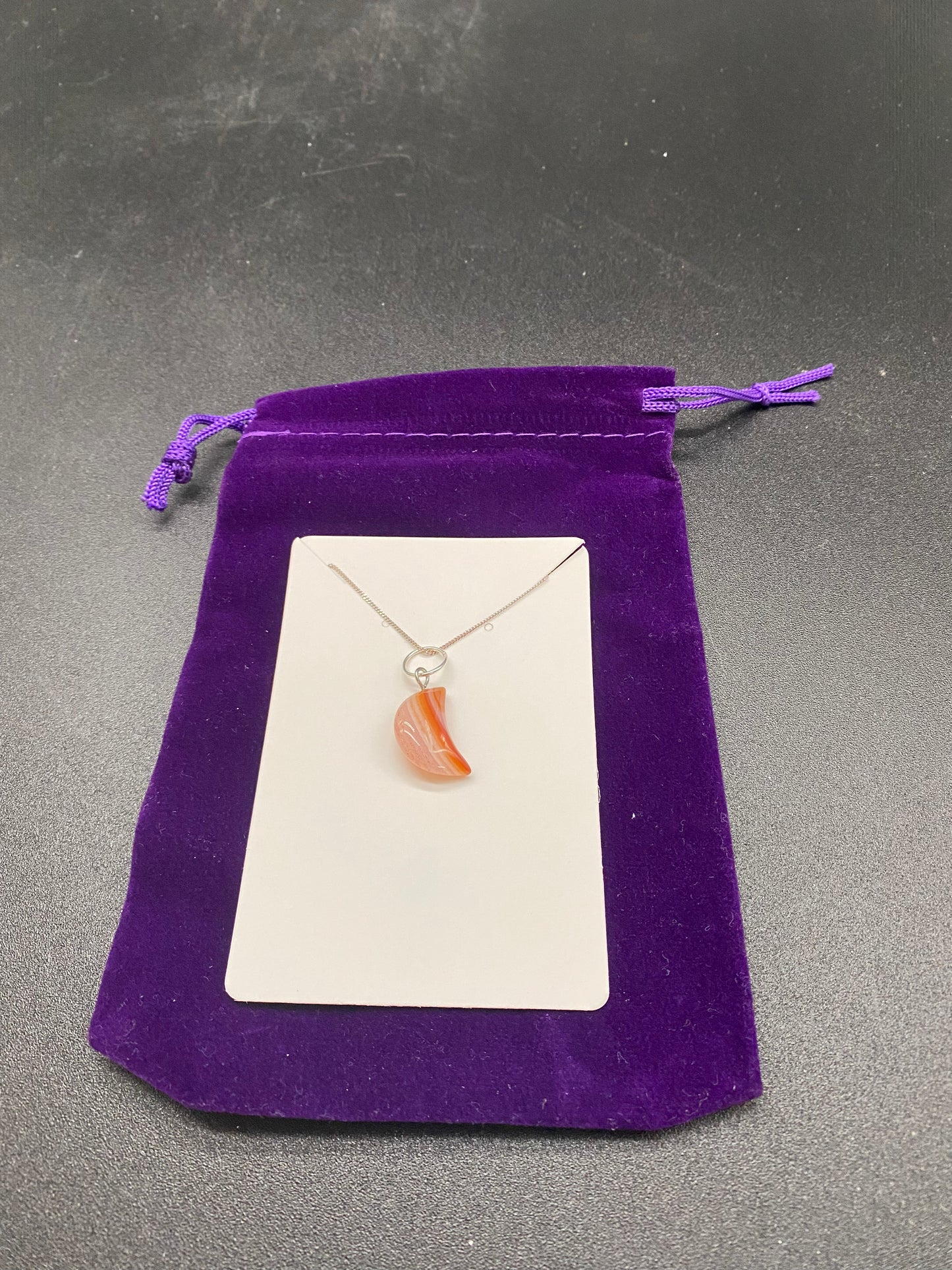 Carnelian Moon Necklace, Sterling Silver Dainty Chain, Orange Agate Crescent Pendant, Boho Crystal Jewellery for Her