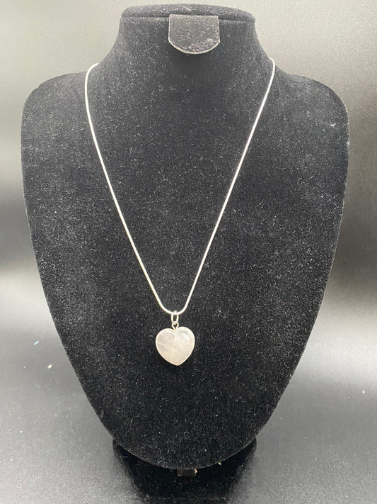 Natural Rose Quartz Heart Pendant Sterling Silver Necklace