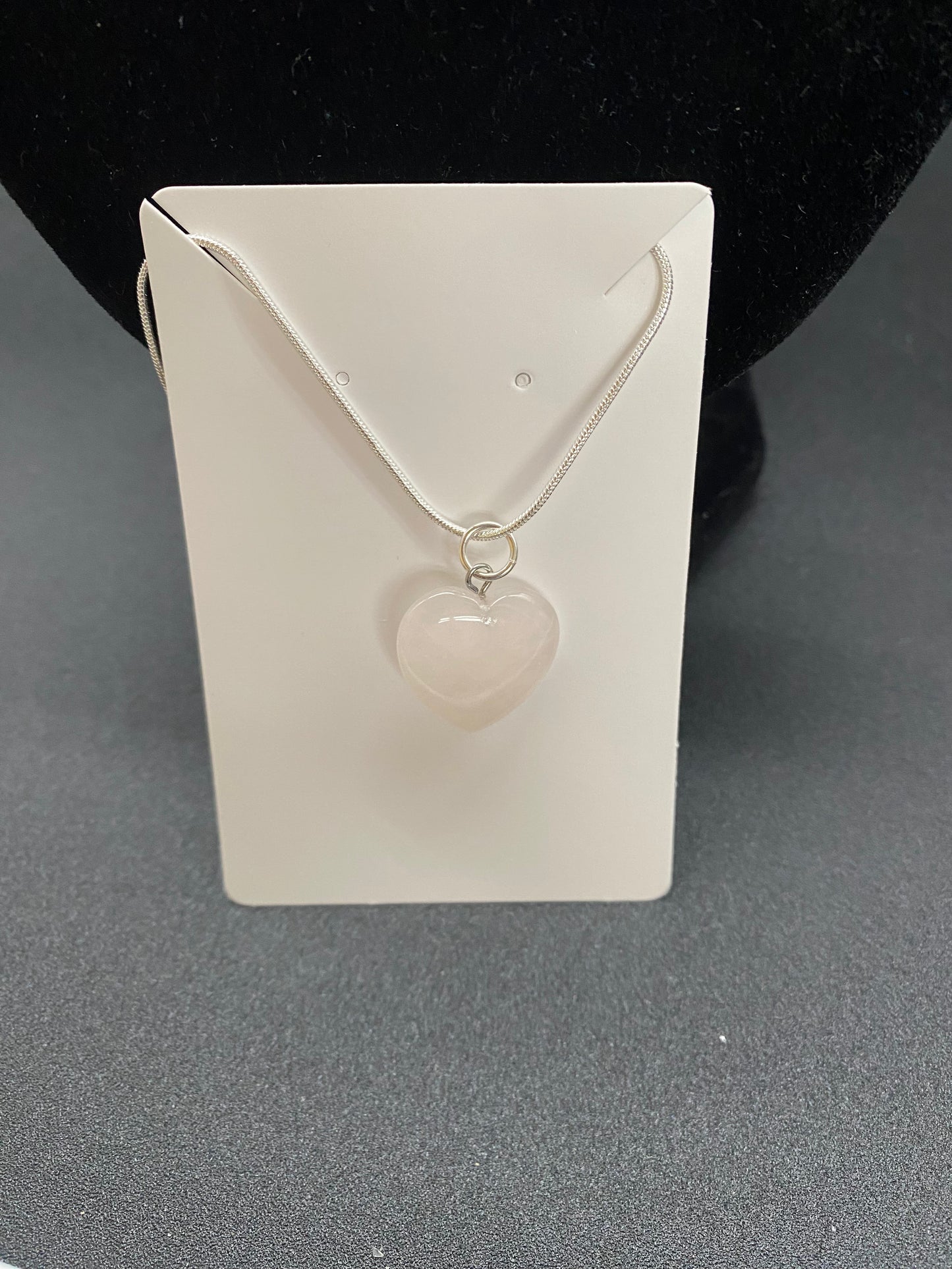 Natural Rose Quartz Heart Pendant Sterling Silver Necklace