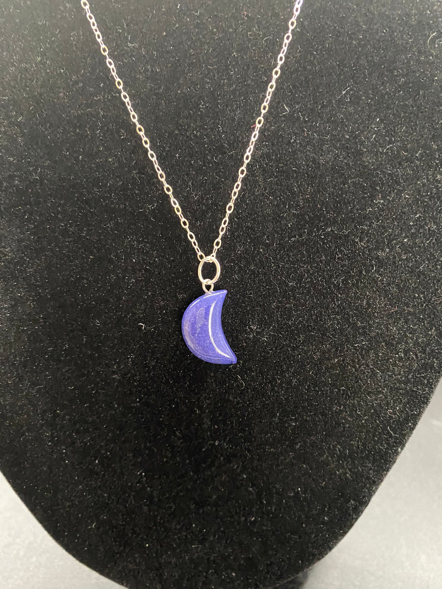 Lapis Lazuli Crescent Moon Sterling Silver Necklace