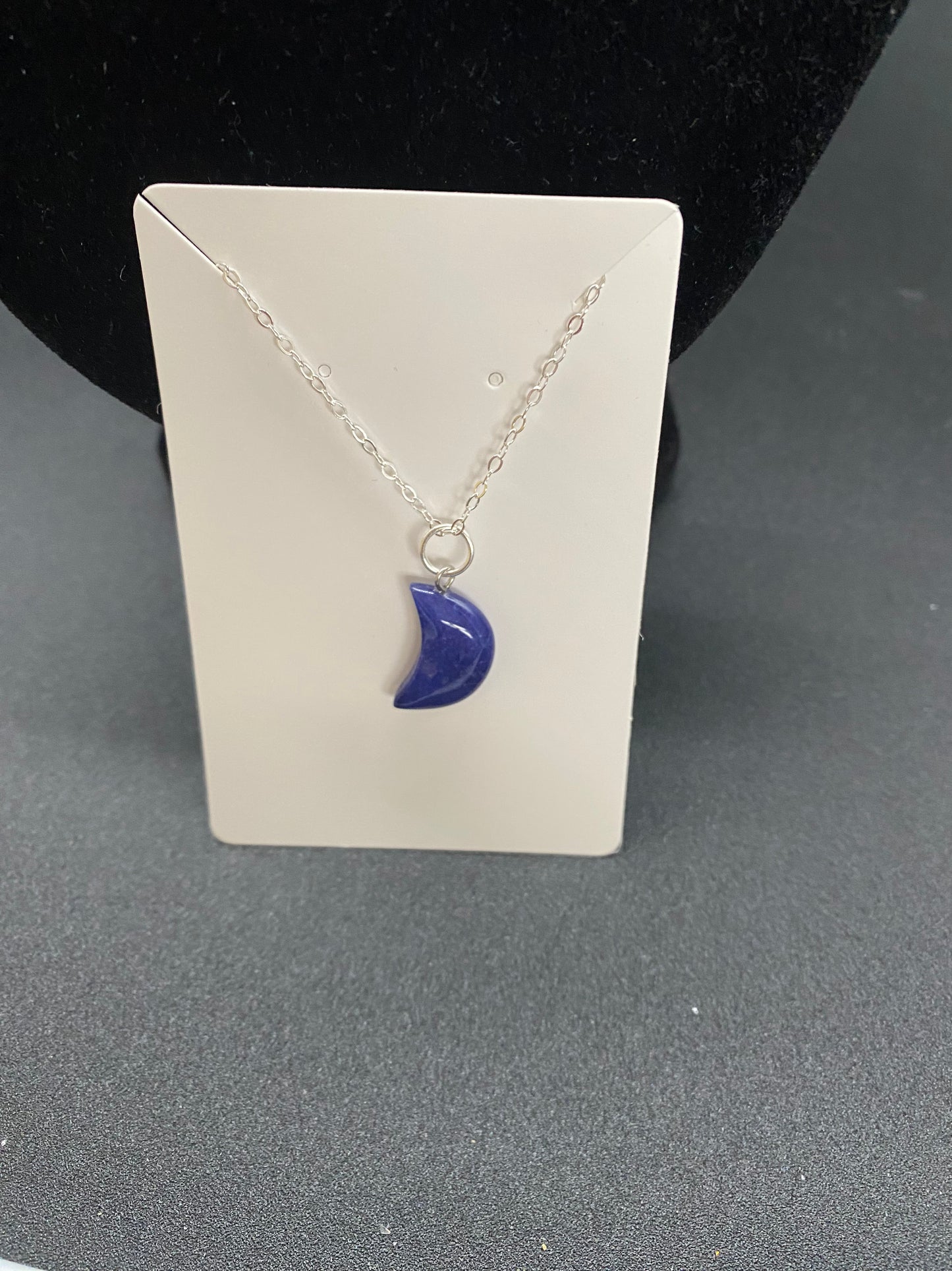 Lapis Lazuli Crescent Moon Sterling Silver Necklace