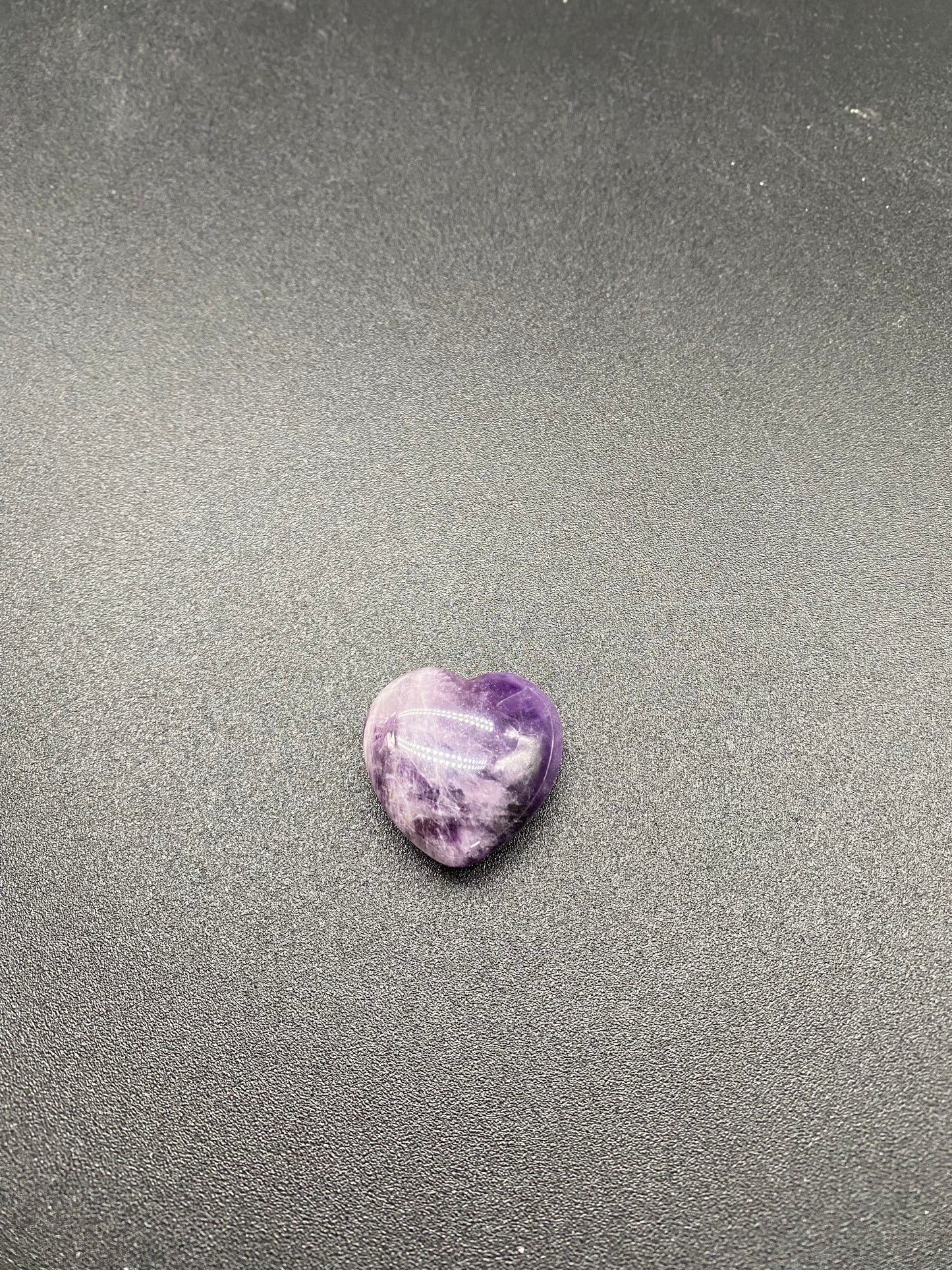 Polished Amethyst Heart with White Drawstring Gift Bag