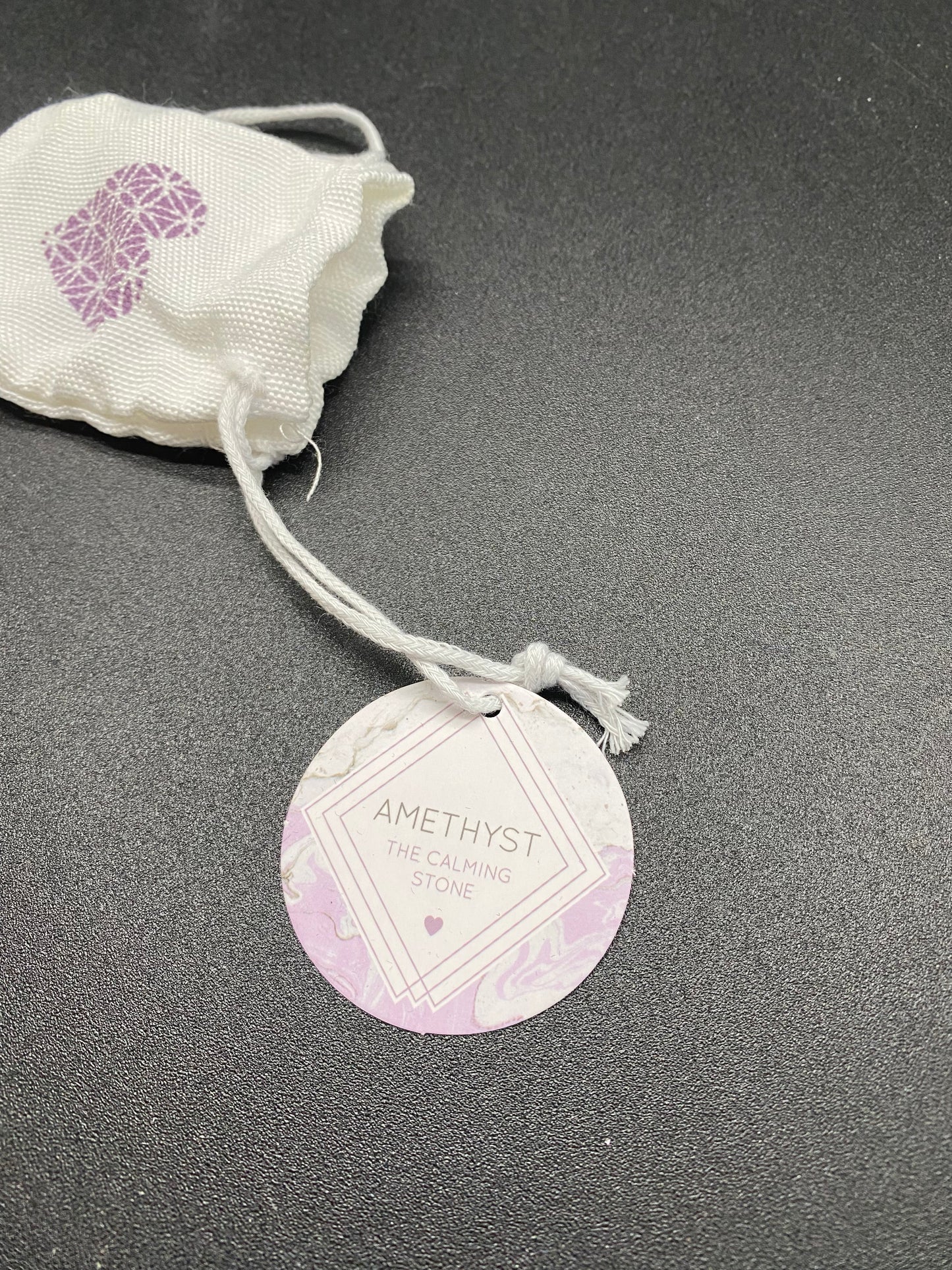 Polished Amethyst Heart with White Drawstring Gift Bag