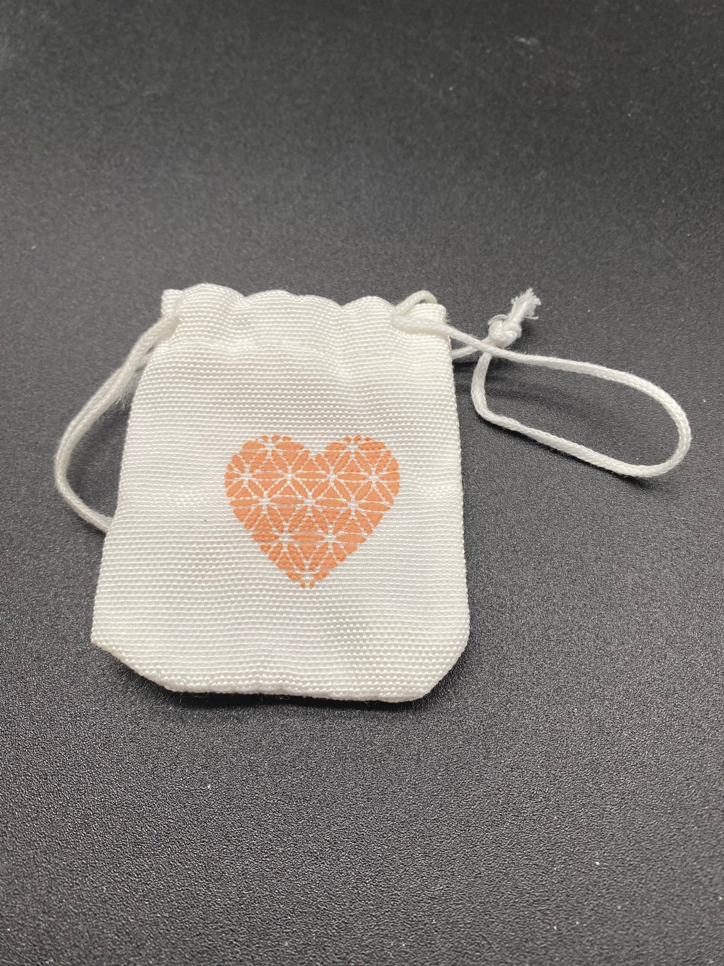 Polished Rose Quartz Heart with White Drawstring Gift Bag