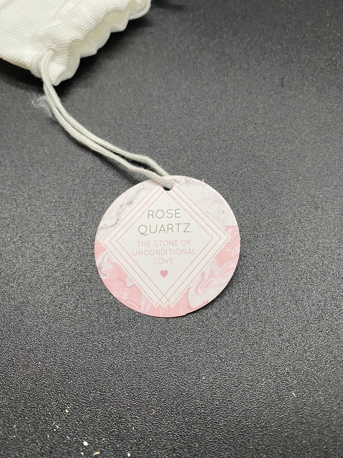 Polished Rose Quartz Heart with White Drawstring Gift Bag
