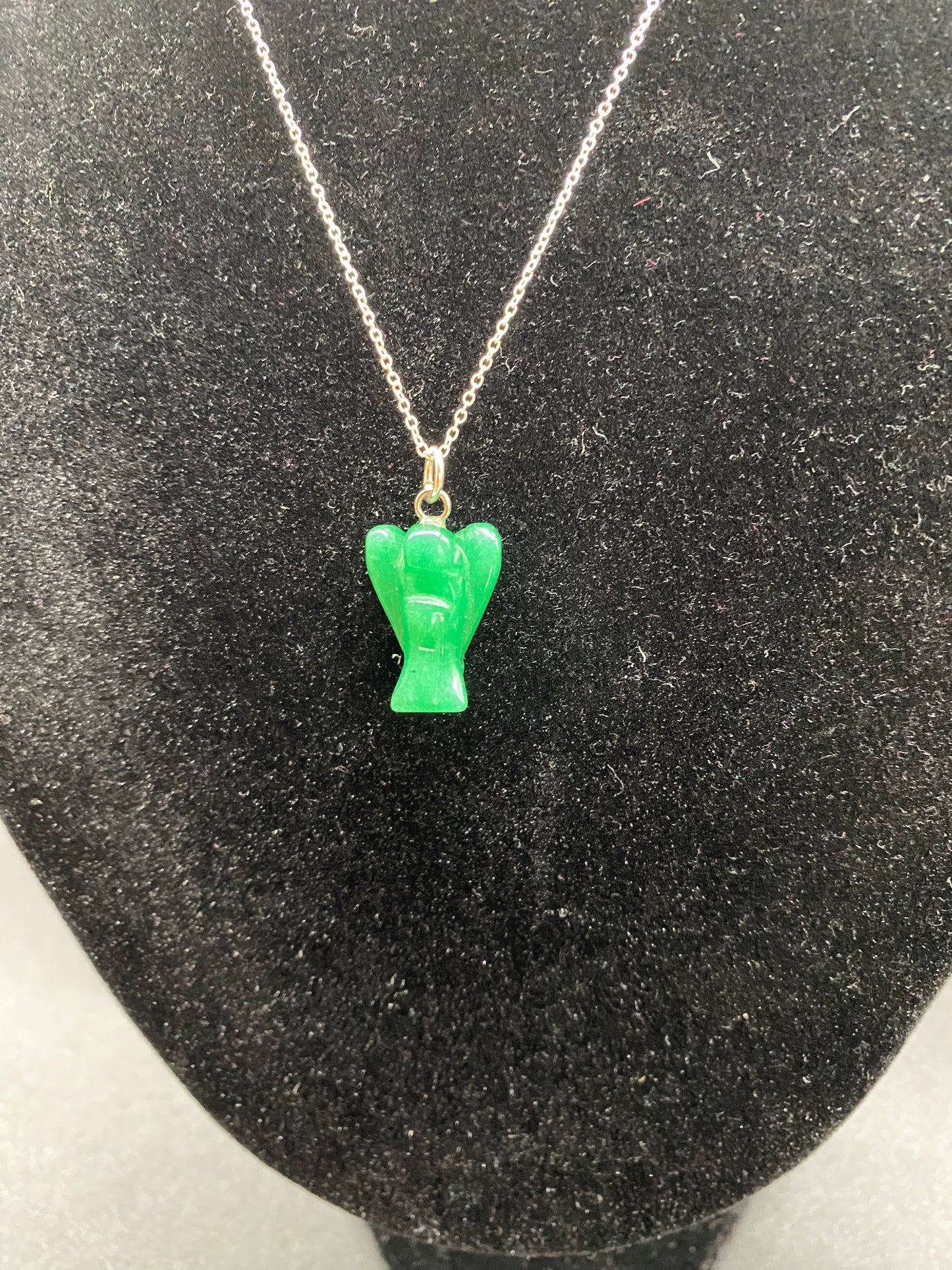 Green Aventurine Guardian Angel 925 Sterling Silver Necklace