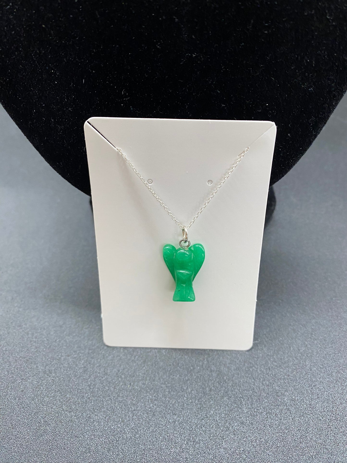 Green Aventurine Guardian Angel 925 Sterling Silver Necklace