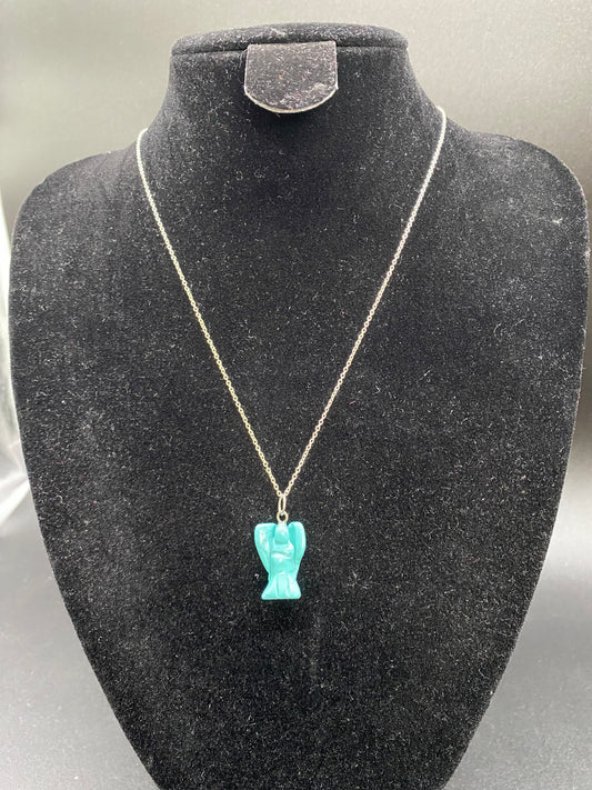 Guardian Angel Turquoise Howlite Pendant 925 Sterling Silver Necklace