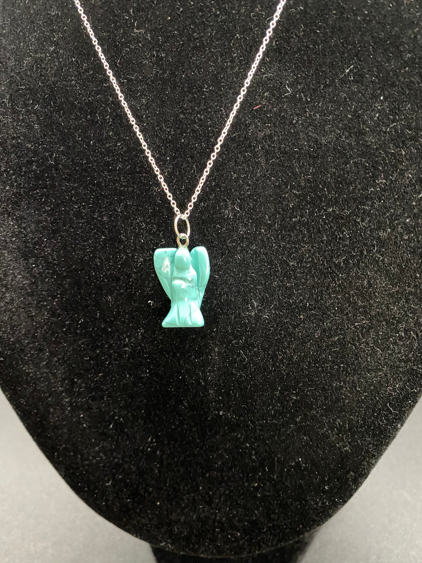 Guardian Angel Turquoise Howlite Pendant 925 Sterling Silver Necklace