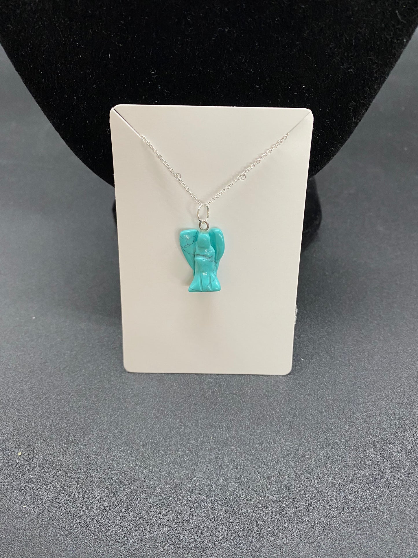 Guardian Angel Turquoise Howlite Pendant 925 Sterling Silver Necklace