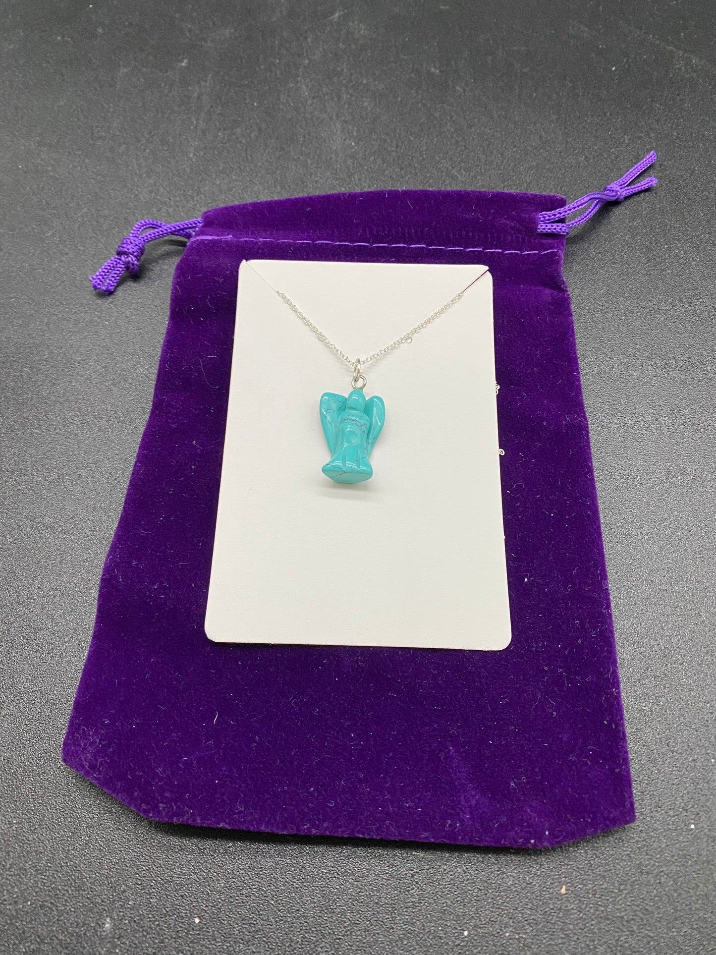 Guardian Angel Turquoise Howlite Pendant 925 Sterling Silver Necklace