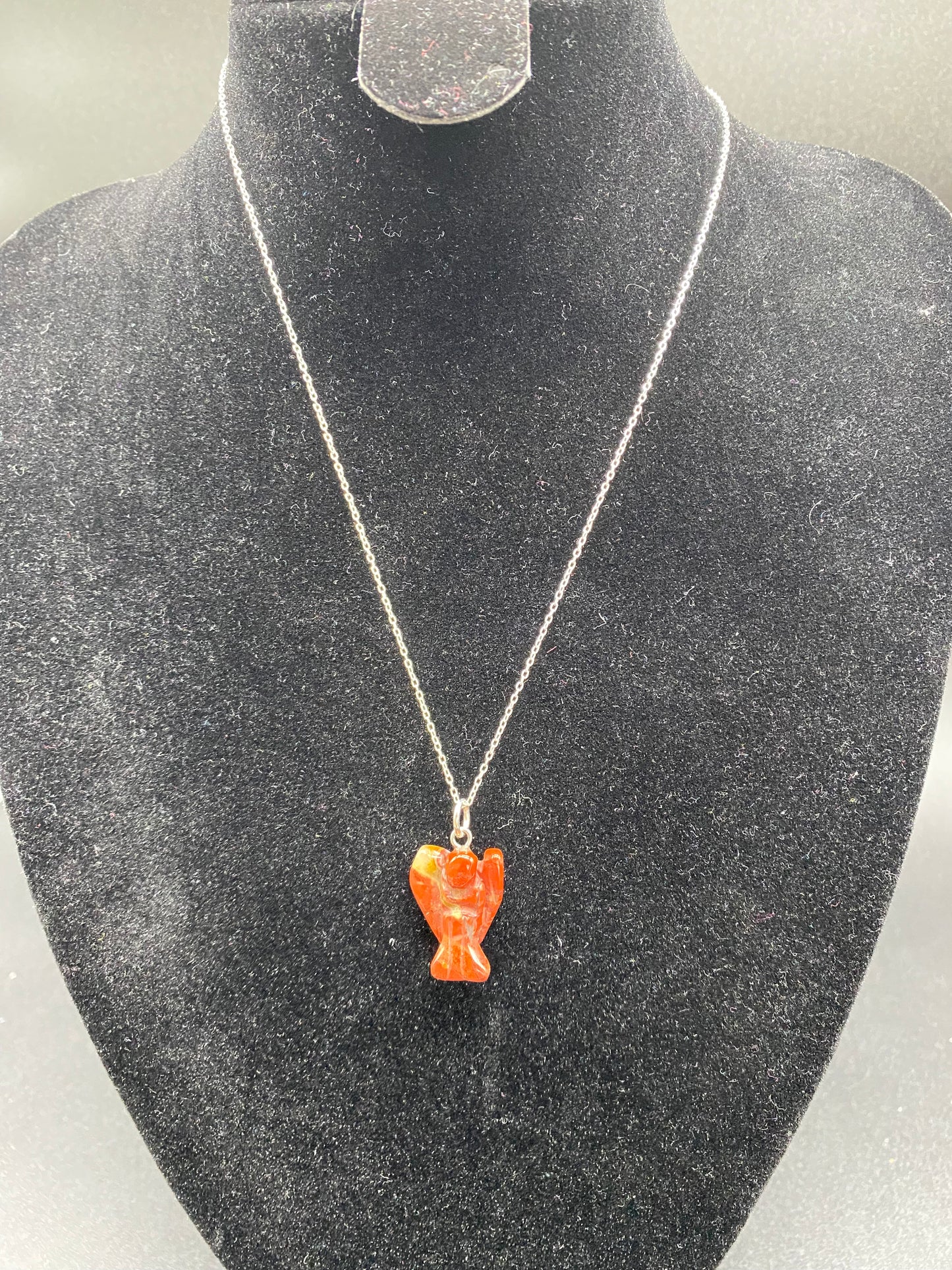 Red Jasper Guardian Angel Pendant Sterling Silver Necklace