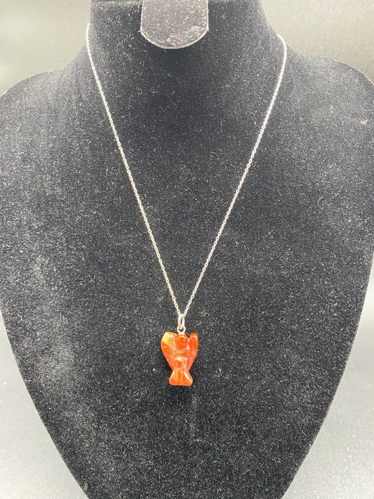 Red Jasper Guardian Angel Pendant Sterling Silver Necklace