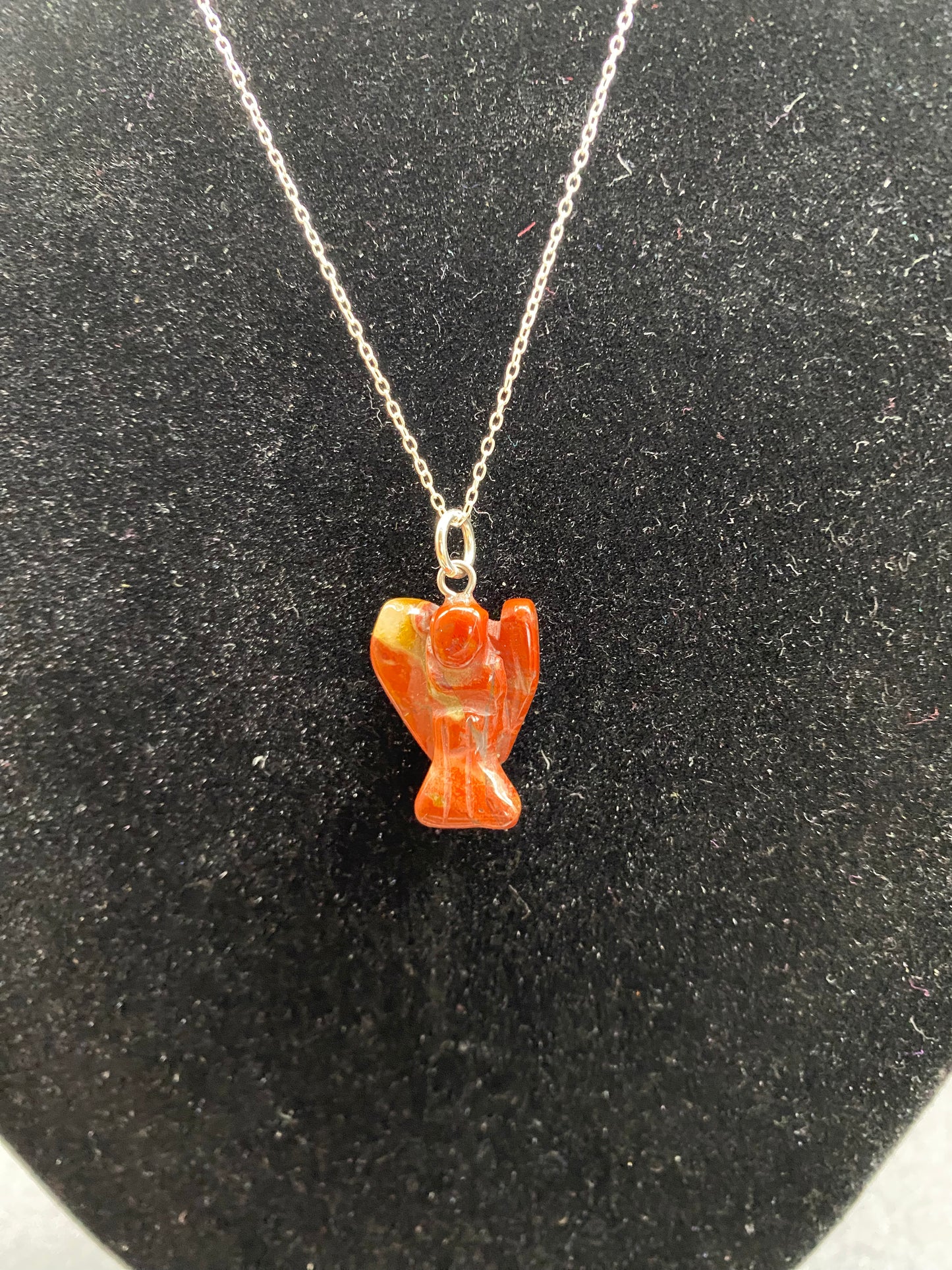 Red Jasper Guardian Angel Pendant Sterling Silver Necklace