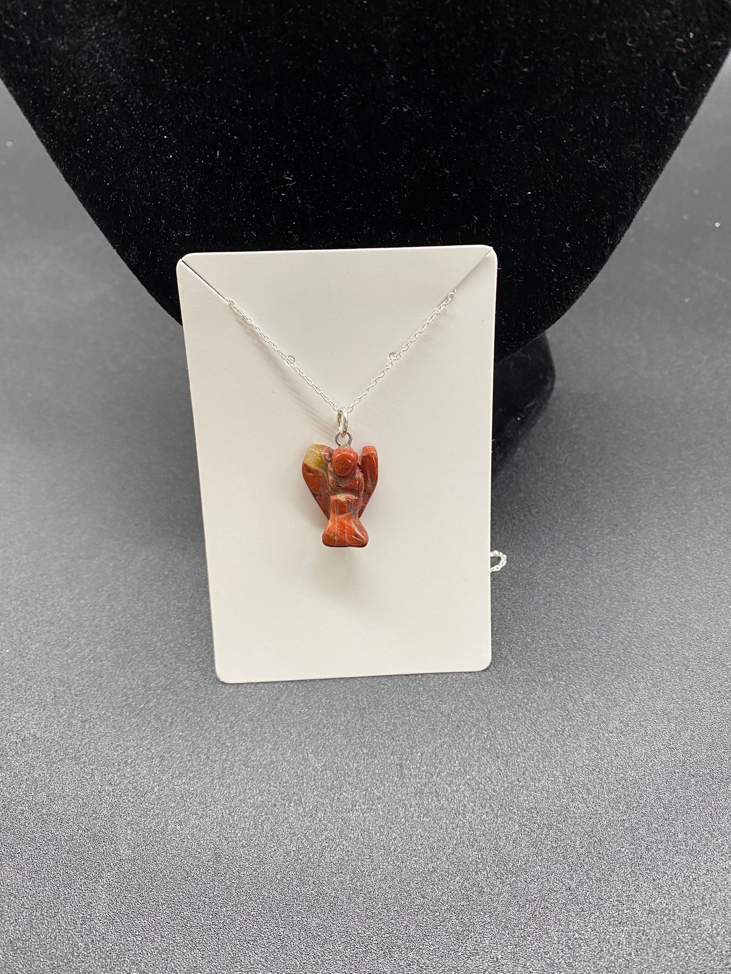 Red Jasper Guardian Angel Pendant Sterling Silver Necklace