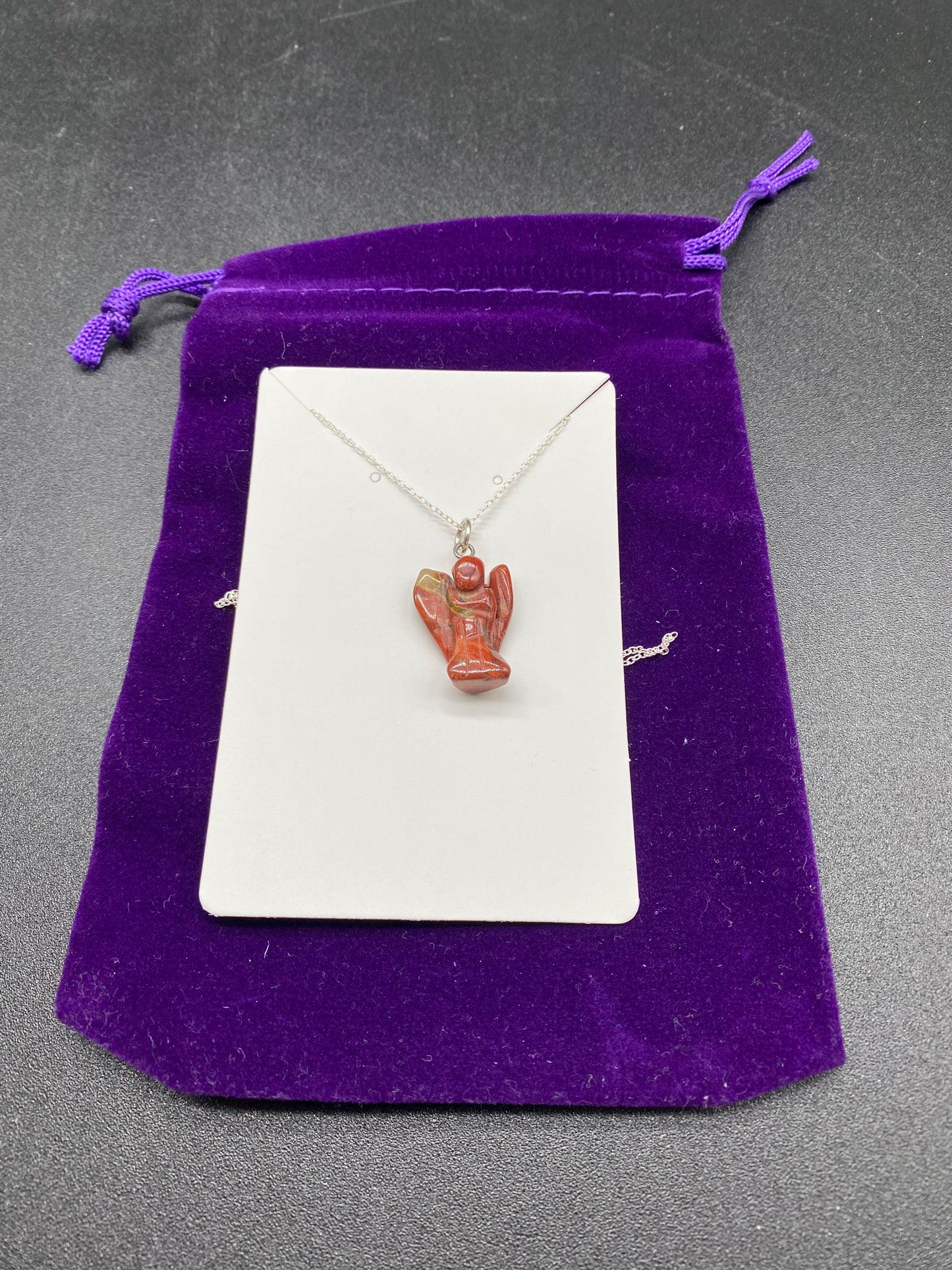 Red Jasper Guardian Angel Pendant Sterling Silver Necklace