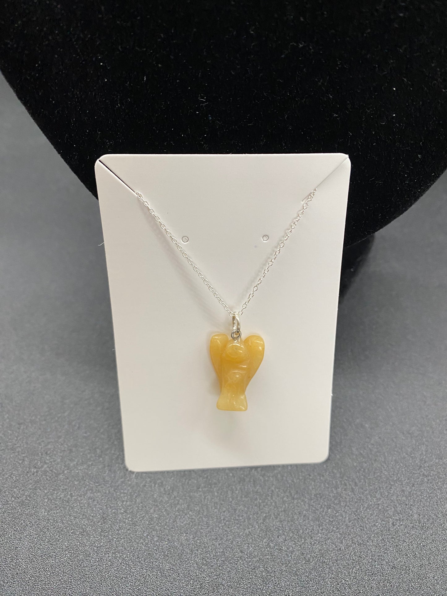 Hand-Carved Citrine Crystal Angel Pendant on Sterling Silver Chain