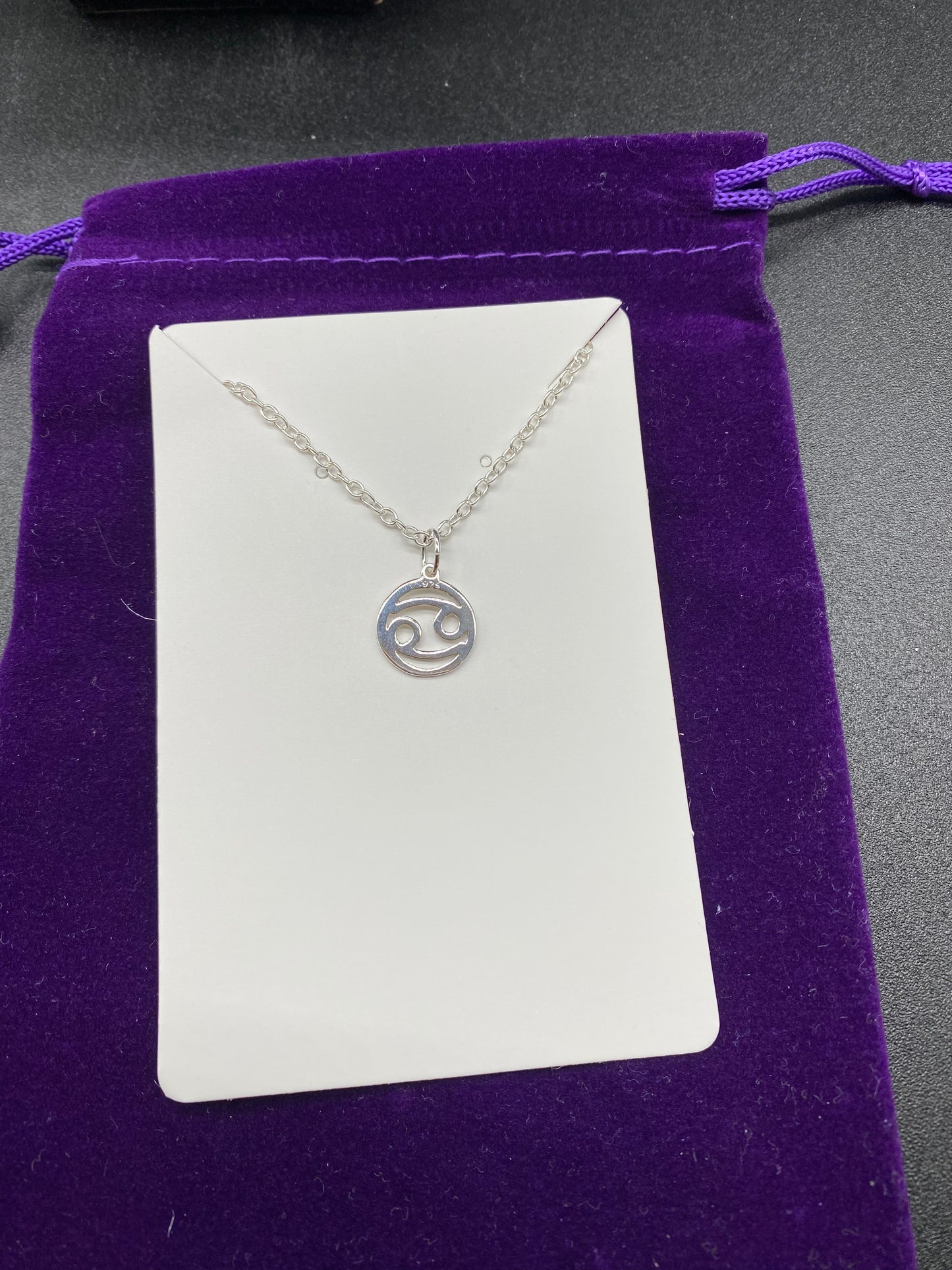 Cancer Zodiac Sign Pendant Necklace in 925 Sterling Silver