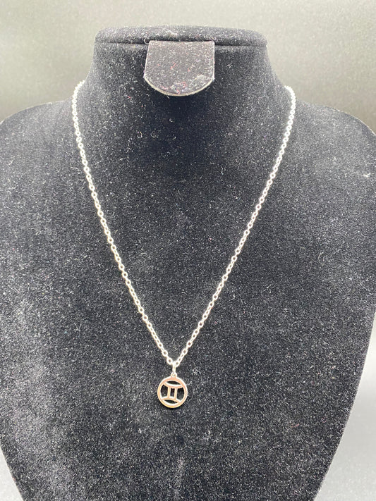 Gemini Zodiac Sign Pendant Necklace in 925 Sterling Silver