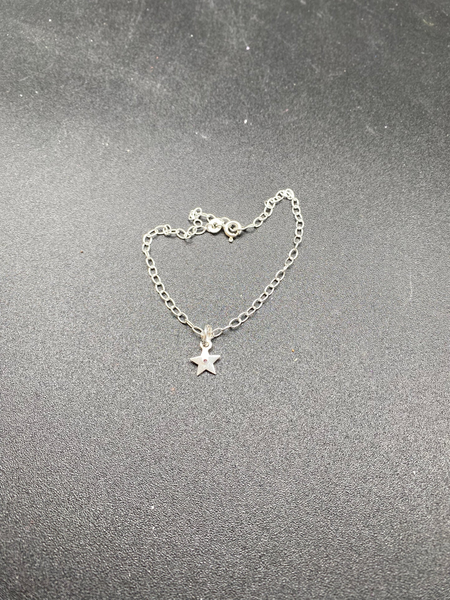 Ruby & Sterling Silver Star Charm Bracelet