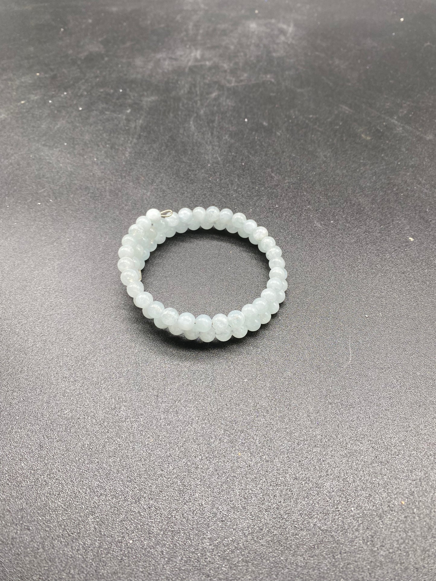 Aquamarine Crystal Memory Wire Bracelet