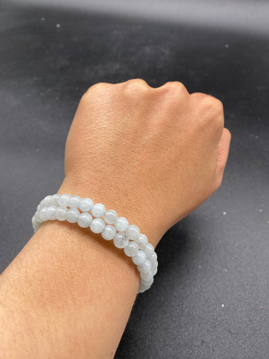 Aquamarine Crystal Memory Wire Bracelet