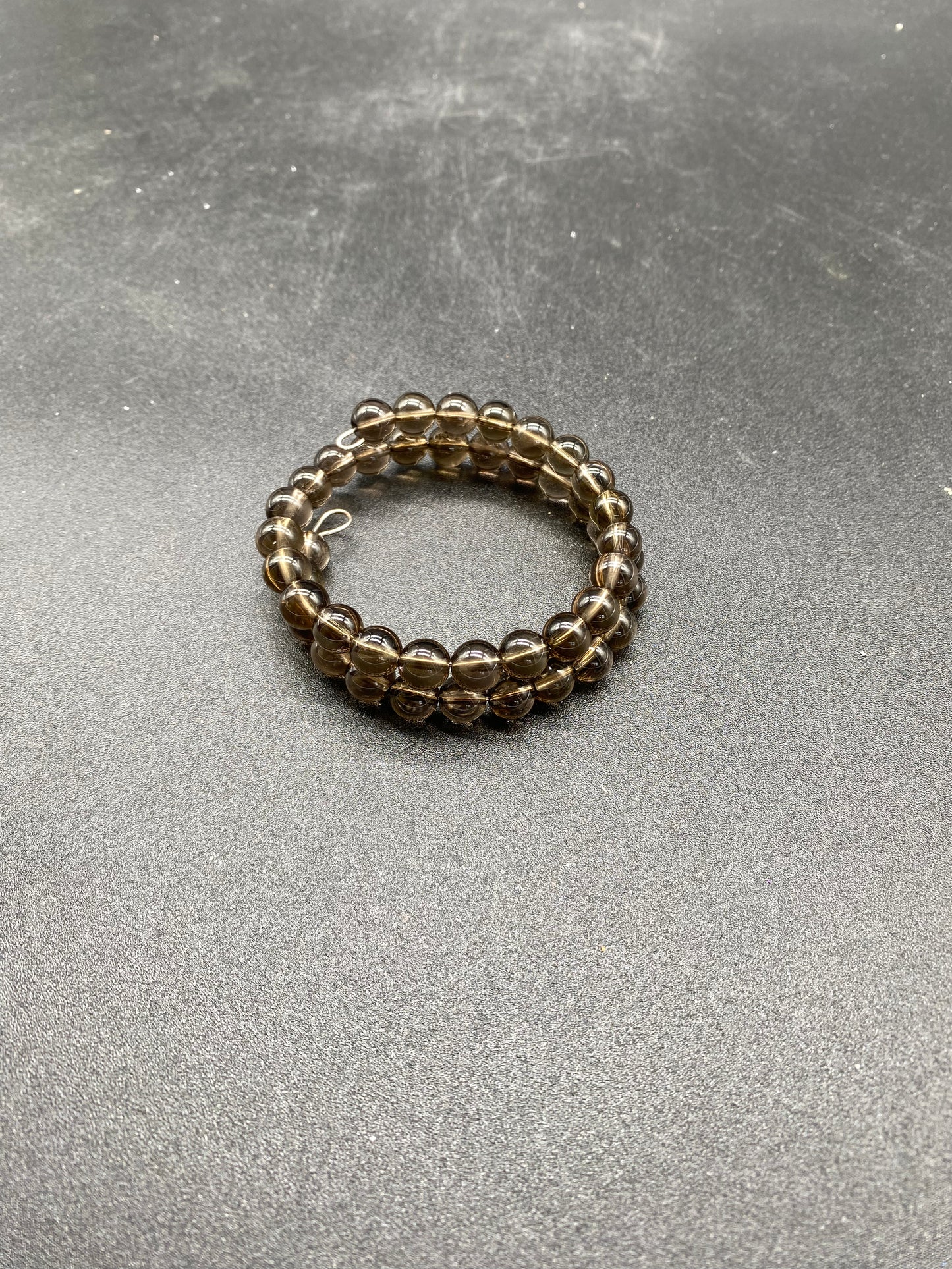 Smoky Quartz Crystal Memory Wire Bracelet