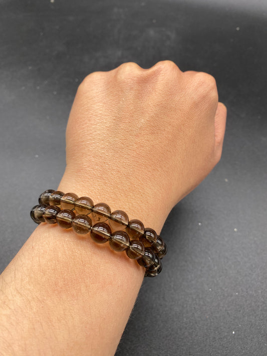 Smoky Quartz Crystal Memory Wire Bracelet