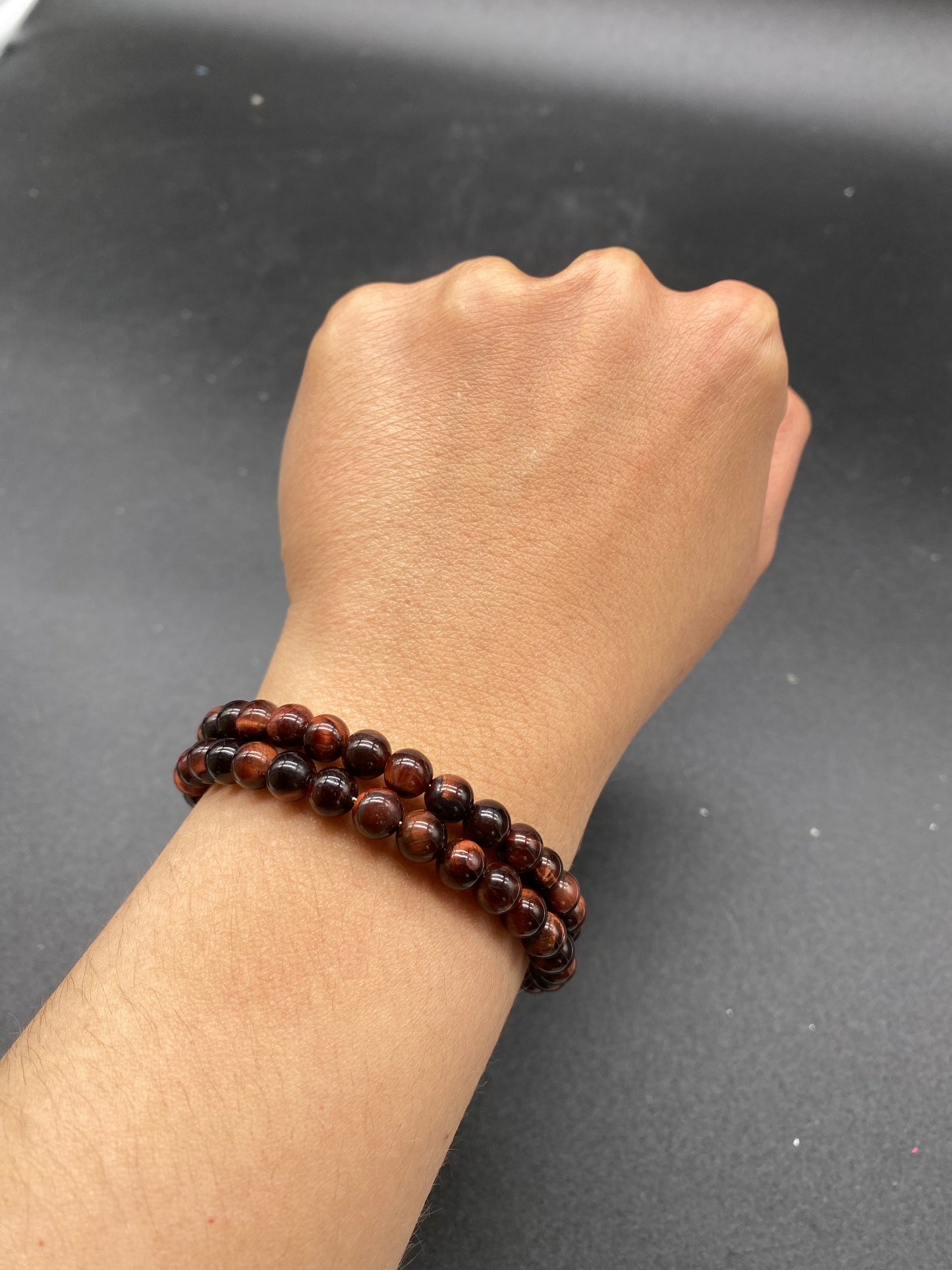 Red Tiger's Eye Crystal Memory Wire Bracelet