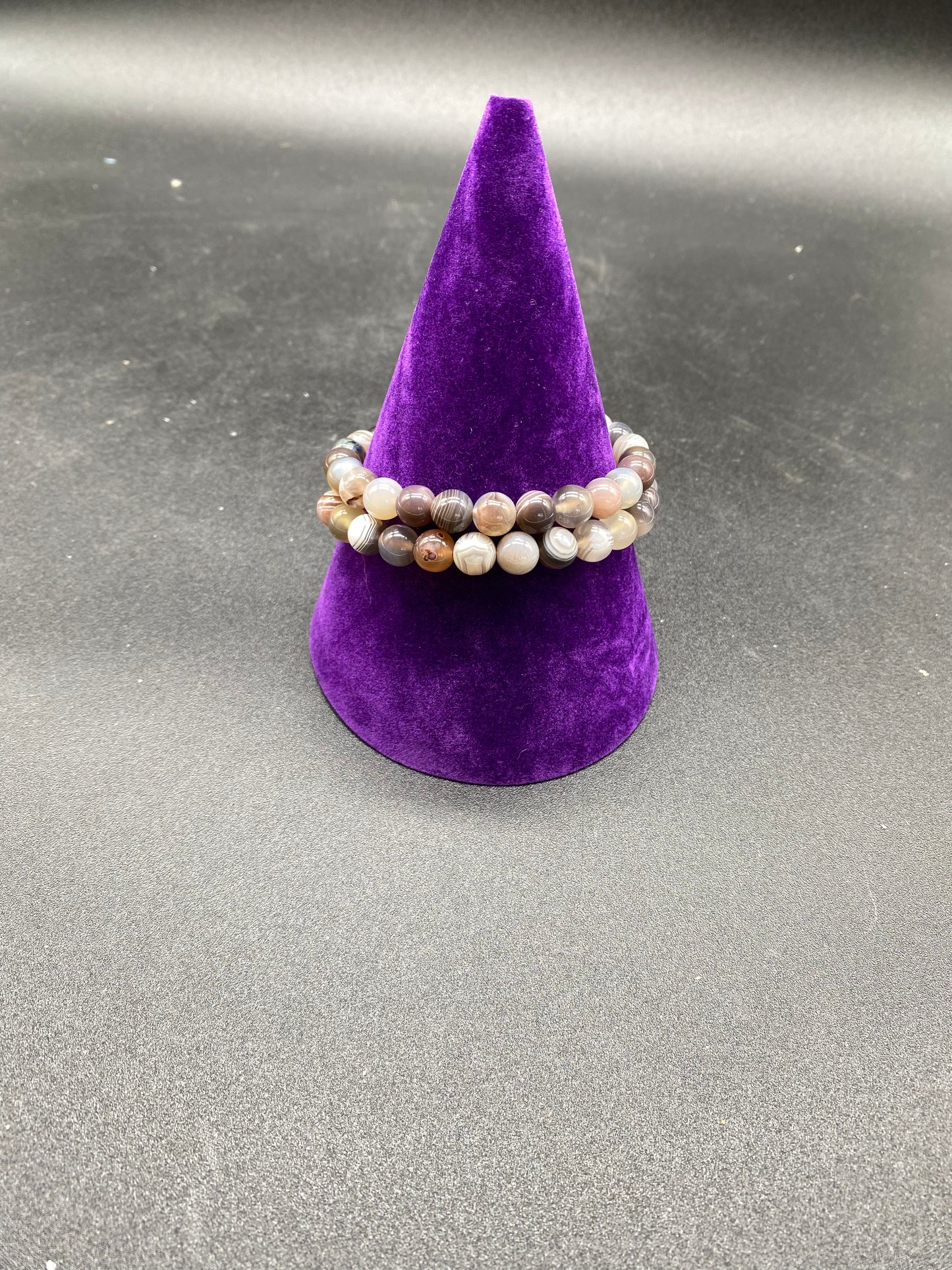 Botswana Agate Crystal Memory Wire Bracelet