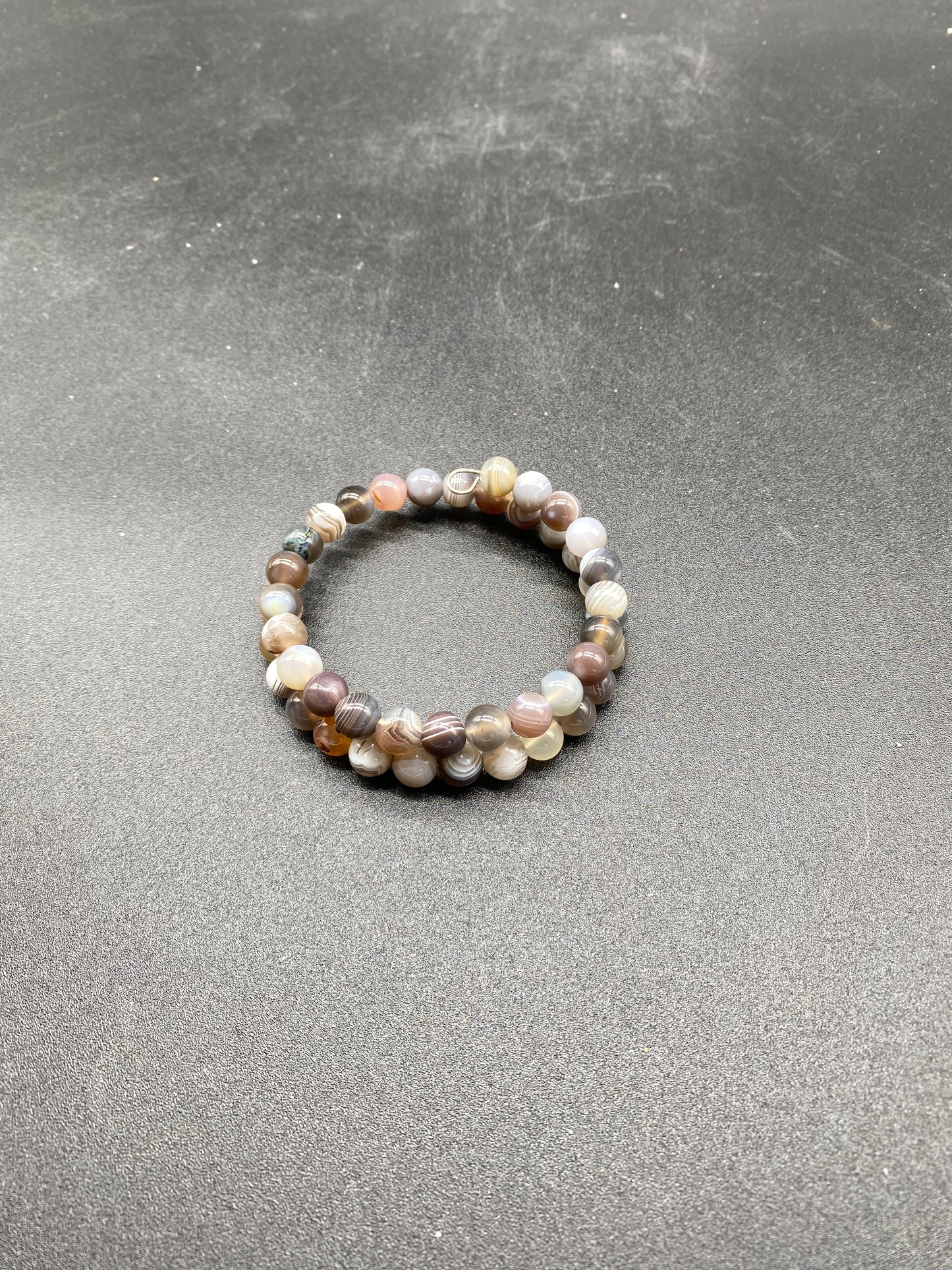 Botswana Agate Crystal Memory Wire Bracelet