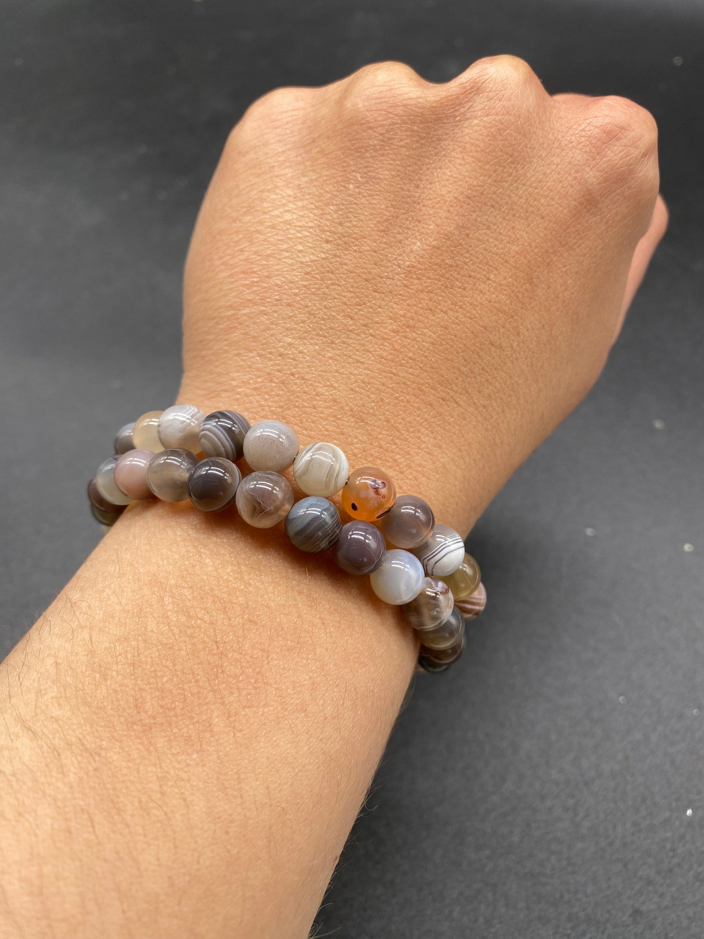 Botswana Agate Crystal Memory Wire Bracelet