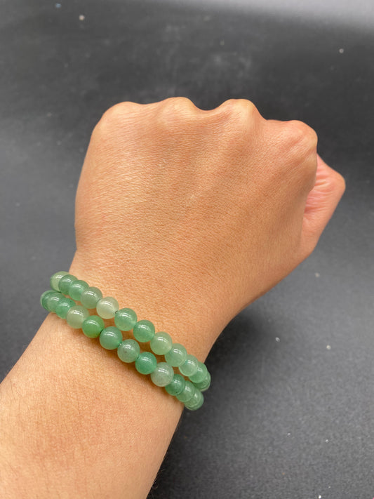 Green Aventurine Crystal Memory Wire Bracelet