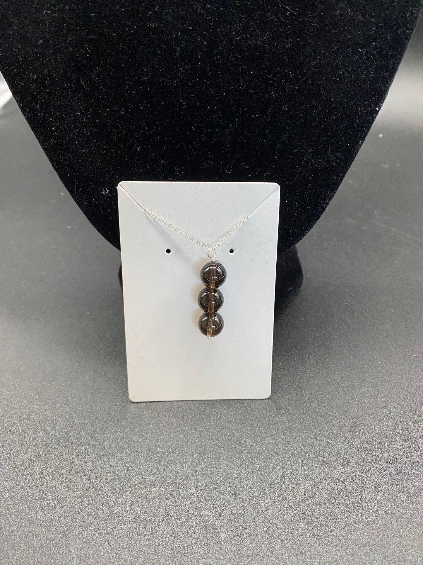 10mm Smokey Quartz Sterling Silver Necklace