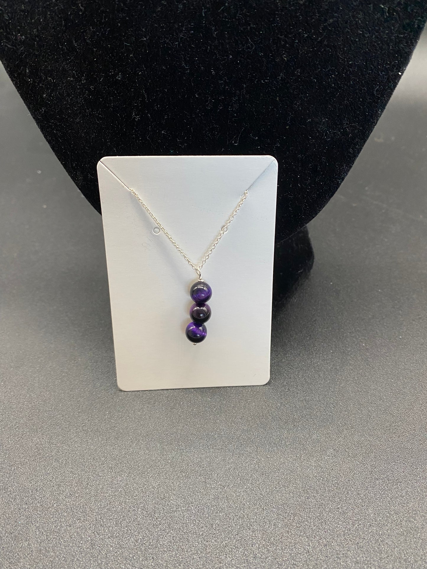 Purple Tigers Eye Sterling Silver Necklace