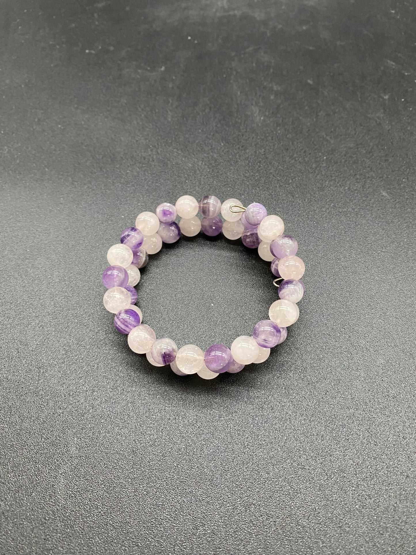 Amethyst, Rose Quartz & Labradorite Memory Wire Bracelet