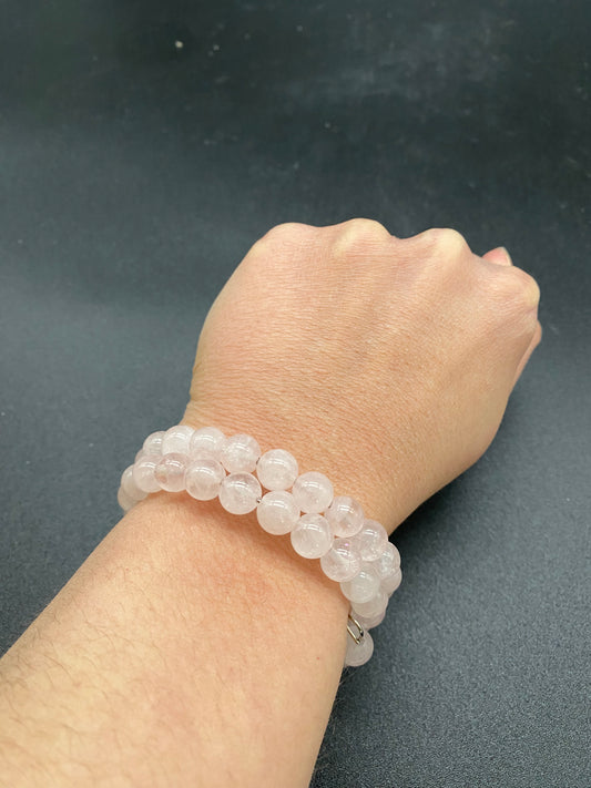 Rose Quartz Memory Wire Bracelet