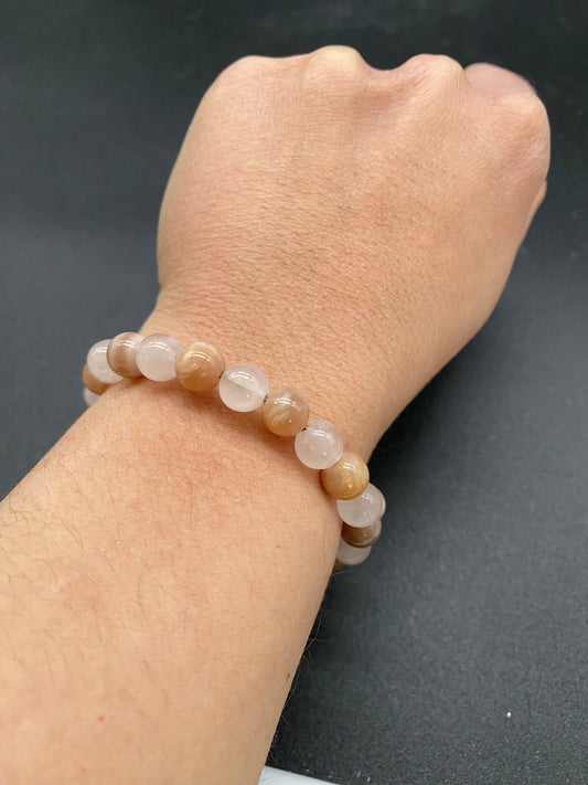 Sunstone & Rose Quartz Memory Wire Bracelet