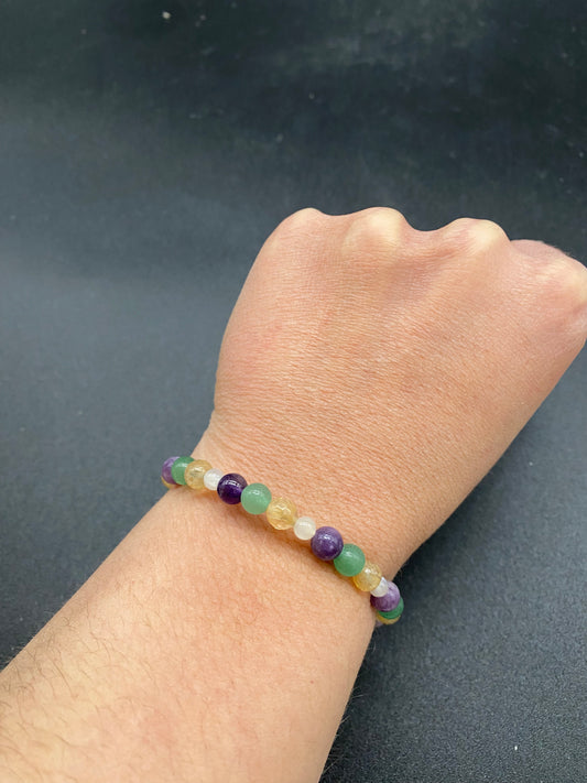 Amethyst, Green Aventurine, Citrine & Moonstone Memory Wire Bracelet