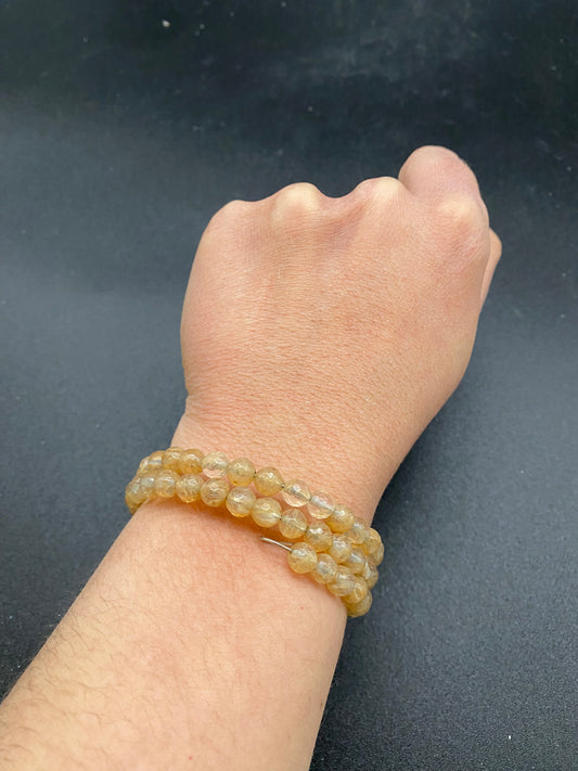 6mm Faceted Citrine Memory Wire Bracelet